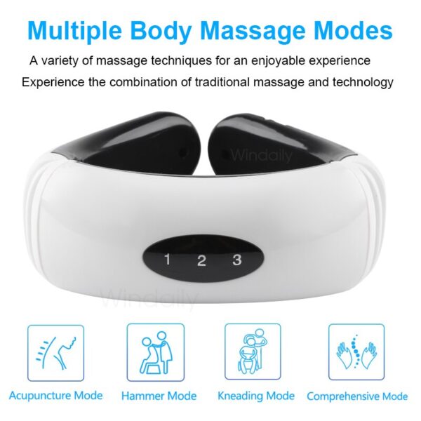 3D Intelligente Nek Massager Elektrische Puls Ver Infrarood Verwarming 6 Modi Cervicale Rug Body Massage Apparaat