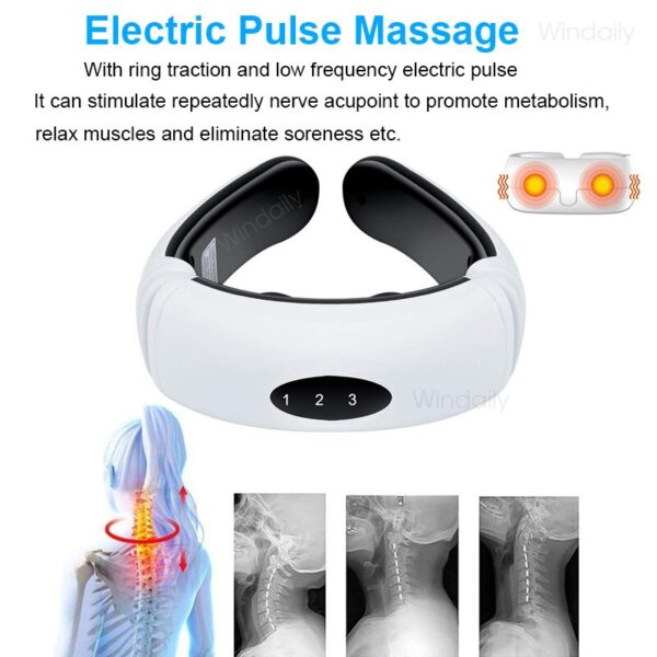 3D Intelligente Nek Massager Elektrische Puls Ver Infrarood Verwarming 6 Modi Cervicale Rug Body Massage Apparaat