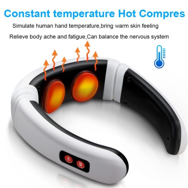 3D Intelligent Neck Massager Electric Pulse Far Infrared Heating 6 Modes Cervical Back Body Massage Device 4