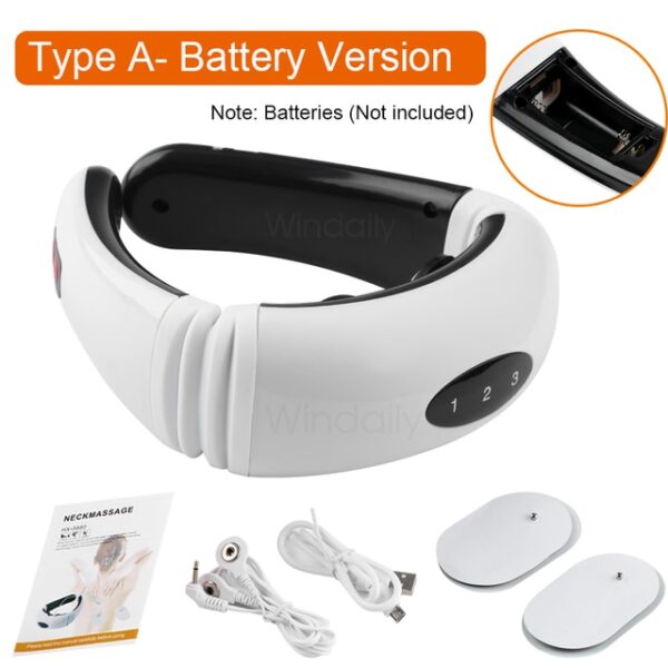 3D Intelligent Neck Massager Electric Pulse Far Infrared Heating 6 Modes Cervical Back Body Massage