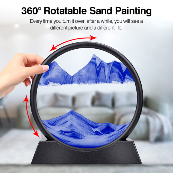 3D Quicksand Decor Picture Round Glass Moving Sand Art In Motion Display Flowing Sand Frame For 4