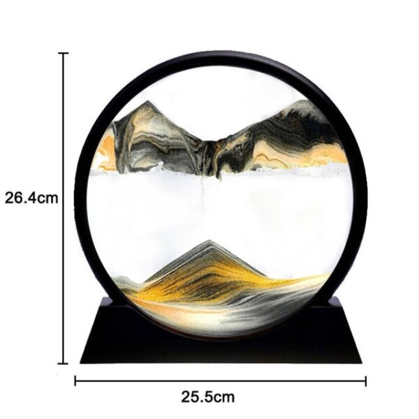 3D kvicksand dekor bild rund glas rörlig sand konst i rörelse Display flytande sand ram