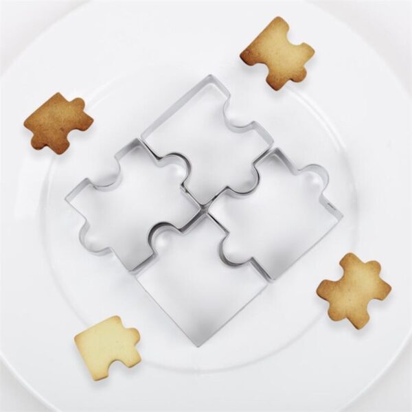 4Pcs 3D Stainless Steel Cookie Puzzle Shape Cookie Cutters Toast Cutter DIY Biscuit Dessert Bakeware Cake 1