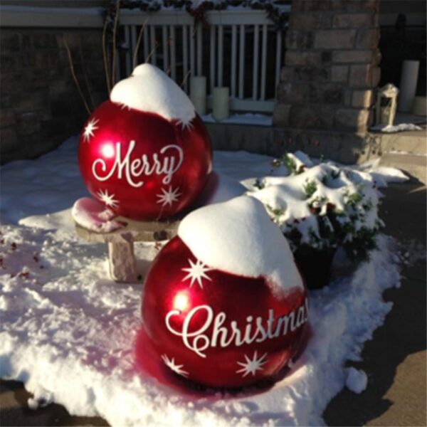 60CM Outdoor Christmas Inflatable Decorated Ball Made PVC Giant No Light Large Balls Tree Decorations Outdoor 4