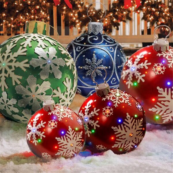 60CM Luar Ruangan Natal Inflatable Dihiasi Bola Digawe PVC Raksasa Ora Ana Lampu Bola Gedhe Dekorasi Pohon Luar Ruangan