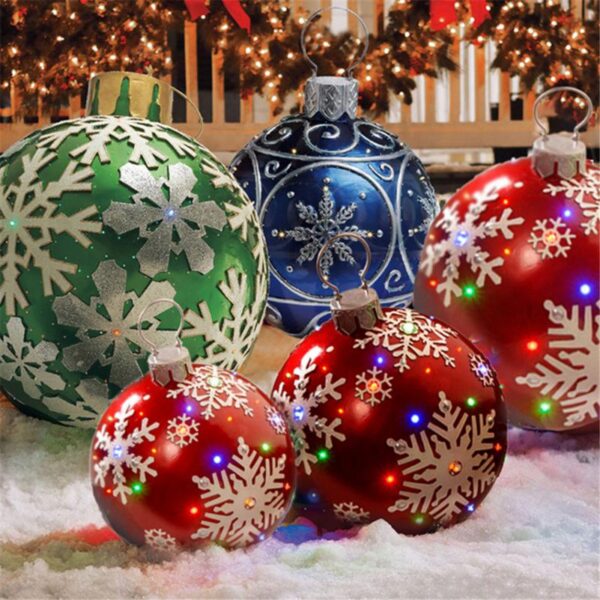 60CM Outdoor Christmas Inflatable Decorated Ball Made PVC Giant Walang Banayad Malaking Bola Mga Dekorasyon ng Puno sa Labas