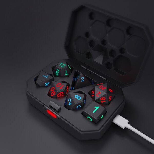 7Pcs Set Electronic Dice USB Rechargeable Luminous Dice Glow In The Dark DND Dices RPG Polyhedral 1