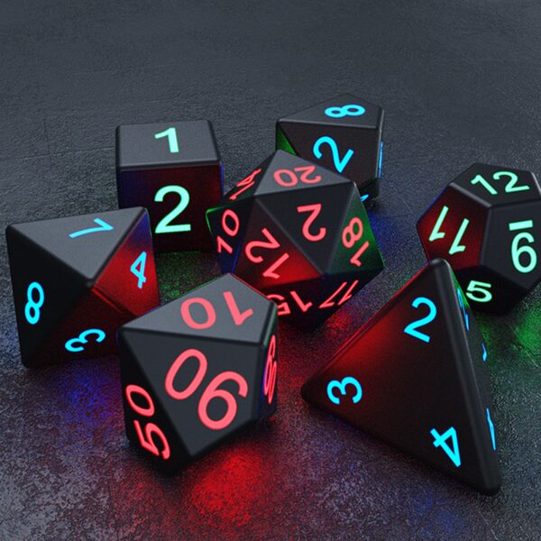 7Pcs Set Electronic Dice USB Rechargeable Luminous Dice Glow In The Dark DND Dices RPG Polyhedral