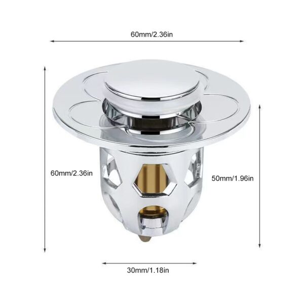 Bathroom Stainless Steel Pop Up Bounce Core Basin Drain Filter Hair Catcher Shower Sink Strainer Bath 5