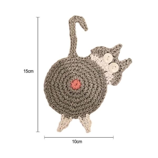 Cat Butt Coaster Covoraș de masă Covoraș pentru cupe Pernă anti-alunecare pentru pahare Kitty Tricotat Coaster Accesorii pentru bucătărie 5