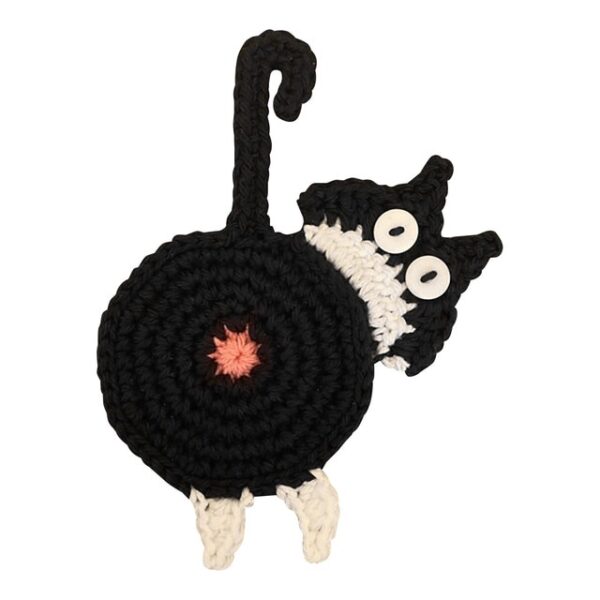 Cat Butt Coaster Mata na stół Mata na kubki Antypoślizgowa poduszka na kubki Kitty Knitting Coaster Kitchen