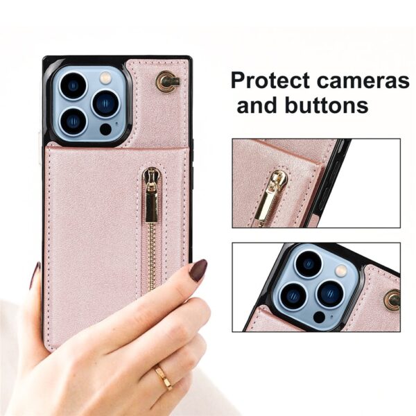 Crossbody Zipper Pocket Card Holder Square Case For iPhone 14 11 12 13 Pro Max 6 3