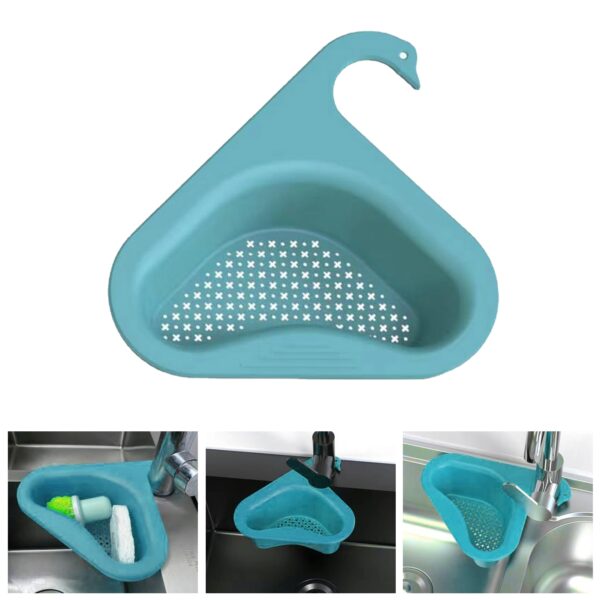 Kitchen Sink Drain Basket Swan Drain Rack Multi functional Hanging Faucet Triangular Shelf Household Gadgets Storage 1