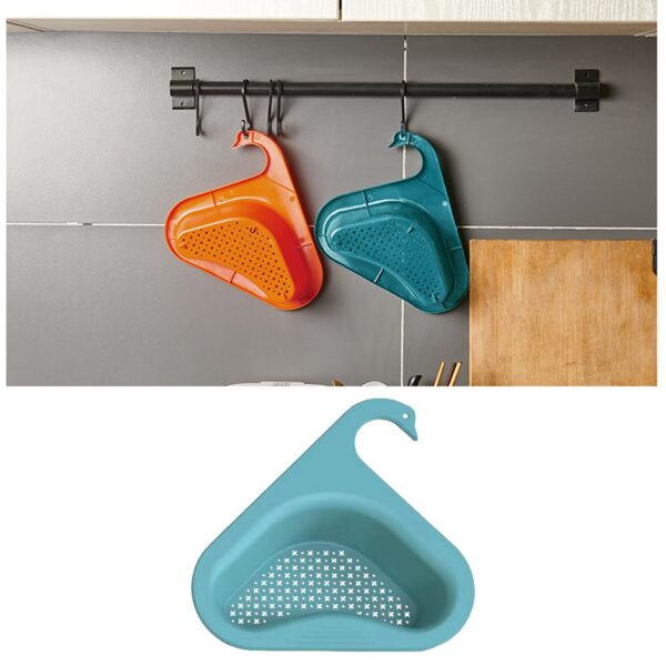 Kitchen Sink Drain Basket Swan Drain Rack Multi functional Hanging Faucet Triangular Shelf Household Gadgets Storage 4