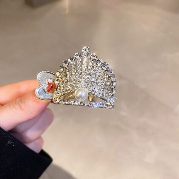 Luxury High Ponytail Hair Clips Pearl Rhinestone Crown Hairpin Shark Clip Fixed Hairpins Hair Accessories