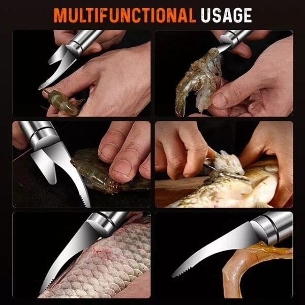 Multifunctional Fast Shrimp Peeler Stainless Steel 6 In 1 Fish Knife Shrimp Line Cutting Scraping Digging 4