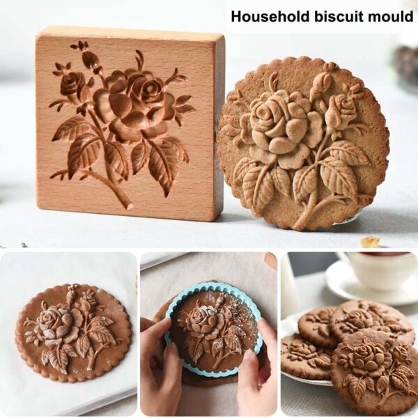 Wooden Cookie Mold Household Gingerbread Cake Mould Press 3D Biscuit Embossing Molds Bakery Gadget Baking Tool 3