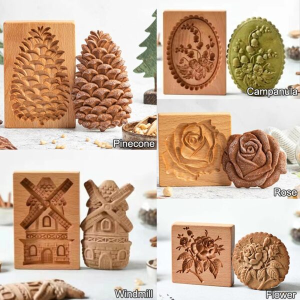 Mould Wooden Cookie Household Gingerbread Cake Mold Press 3D Biscuit Embossing Molds Bakery Gadget Baking Tool 4