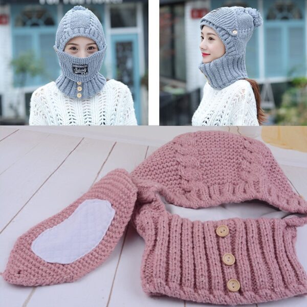 2021 Winter knitted Beanies Hats Women Thick Warm Beanie Skullies Hat Female balaclava Bonnet Beanie Caps 4