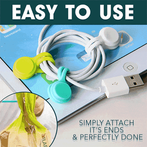 5PCS Snap On Magnetic Cable Ties Silicone Earphone Cord Winder USB Cable Wire Organizer Holder Clips