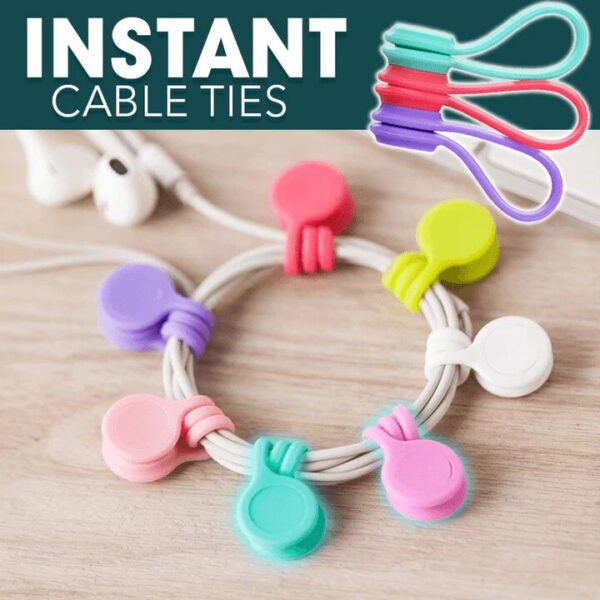 5PCS Snap On Magnetic Cable Ties Silicone Earphone Cord Winder USB Cable Wire Organizer Holder Clips