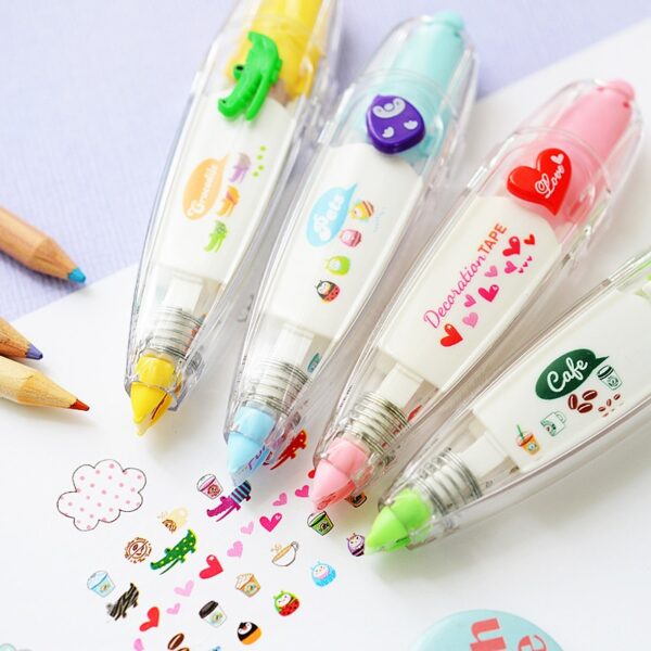 Cartoon Floral Sticker Tape Pen Funny Kids Stationery Notebook Diary Decoration Tapes Label Sticker Paper Decor 1