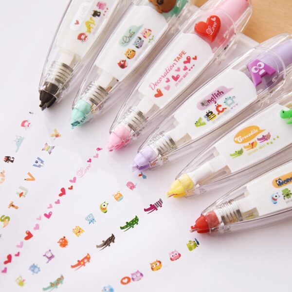 Cartoon Floral Sticker Tape Pen Funny Kids Stationery Notebook Diary Decoration Tapes Label Sticker Paper Decor