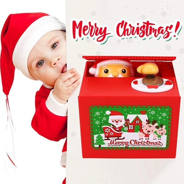 Cute Christmas Santa Claus Electronic Piggy Bank Auto Coin Saving Box With Music Money Safe Box 1