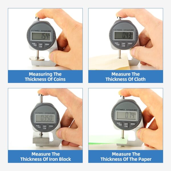 Digital Display Thickness Gauge Zinc Alloy Electronic LCD Micrometer Metric Imperial Wall Thickness Measurement Tools 0 1