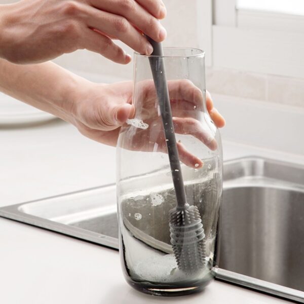 Efficient Baby Bottle Brush Silicone Milk Bottle Brush 360 Long Handle Cup Brush Household Cleaning Brush 1