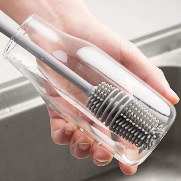 Efficient Baby Bottle Brush Silicone Milk Bottle Brush 360 Long Handle Cup Brush Household Cleaning Brush