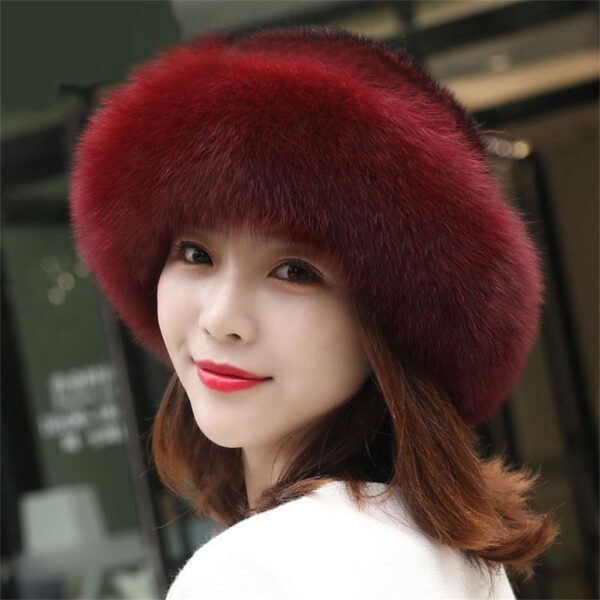 Faux Fox Fur Hat Bucket Beanies Caps Women Girls Soft Thickened Furry Berets Hat Lady Elegant 4
