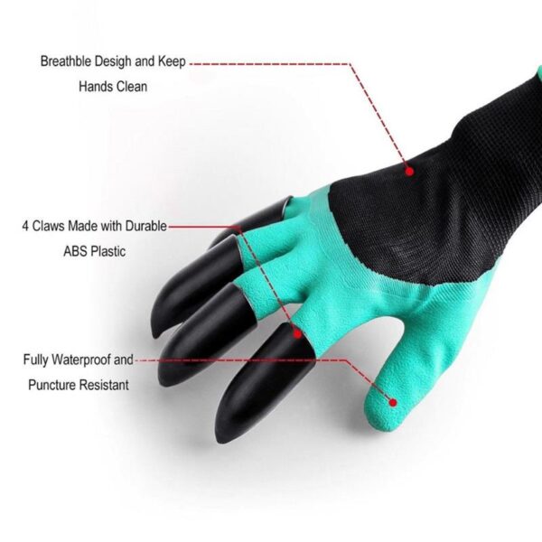 Garden Gloves With Claws ABS Plastic Garden Rubber Gloves Gardening Digging Planting Durable Waterproof Work Glove 5