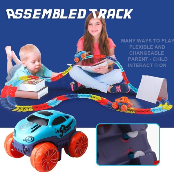Kids Race Track Toy Car DIY Changeable Speed Tracks Set Electric Slot Train Rail Magic Flexible 1