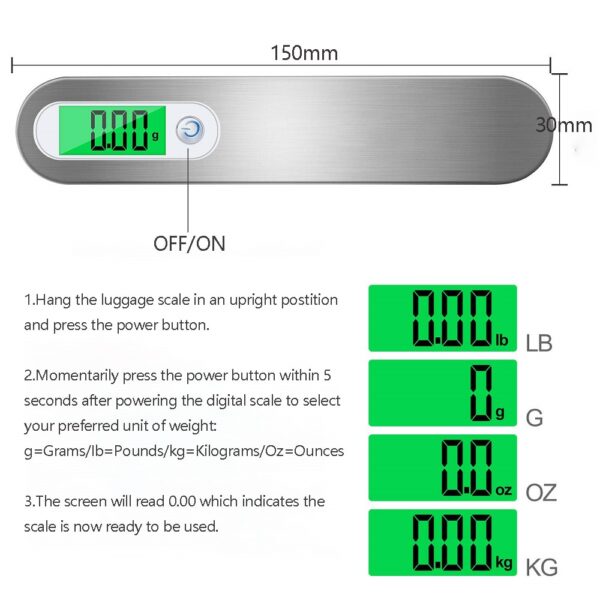 LCD Digital Luggage Scale 50kg Portable Electronic Scale Weight Balance Suitcase Yekufambisa Bhegi Yakarembera Steelyard Hook 3