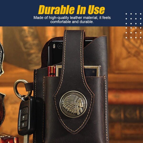 Vintage Leather Belt Waist Bag Pack Men Tactical Multifunction Holster Portable Key Holder Mobile Phone Cigarette 3