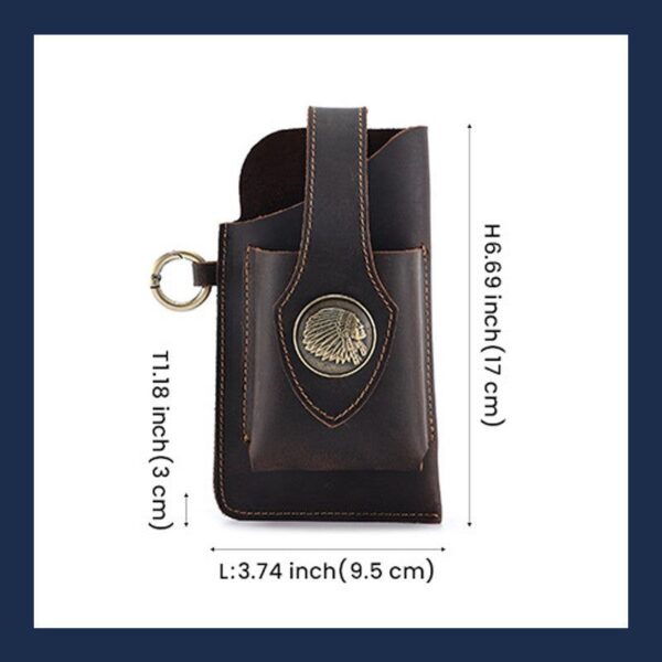 Vintage Leather Belt Waist Bag Pack Men Tactical Multifunction Holster Portable Key Holder Mobile Phone Cigarette 5