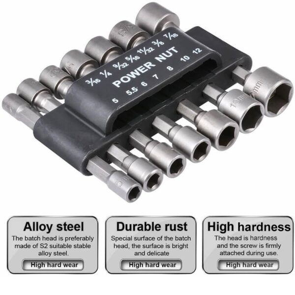 14pcs Power Nut Driver Drill Bit Set 5 12mm Hexagonal Shank Hex Nut Socket 1 4 1