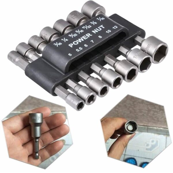 14pcs Power Nut Driver Drill Bit Set 5 12mm Hexagonal Shank Hex Nut Socket 1 4