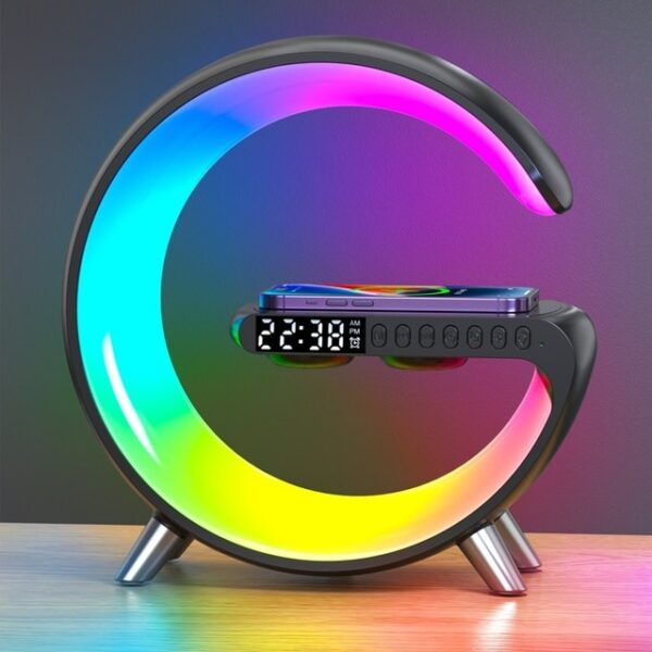 15W Alarm Clock Wireless Charger Station Speaker APP Control RGB Atmosphere Lamp Night Light for Iphone 1.jpg 640x640 1