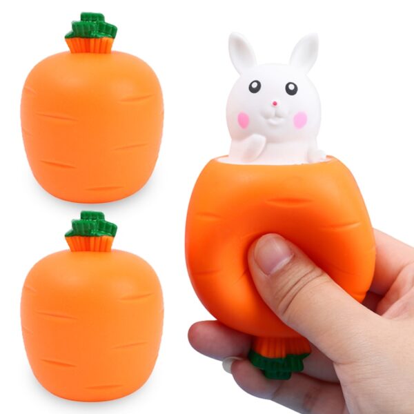 Carrot Rabbit Cup Squeeze Toys Χαριτωμένα κινούμενα σχέδια Παιχνίδια ανακούφισης από το άγχος Παιδιά Παιδικά Αντιστρες Αισθησιακό παιχνίδι Fidget