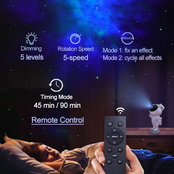 Galaxy Star Projector Starry Sky Night Light Astronaut Lamp Home Ime ụlọ ihe ndozi ime ụlọ eji achọ mma Luminaires 2