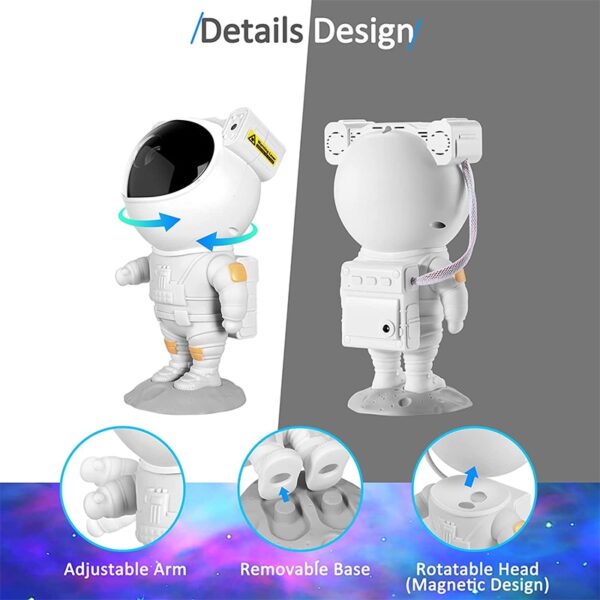 Galaxy Star Projector Starry Sky Night Light Astronaut Lamp Home Ime ụlọ ihe ndozi ime ụlọ eji achọ mma Luminaires 3