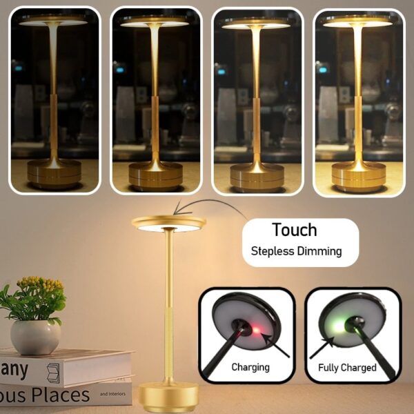 LED Table Lamp Metal Retro USB Desk Lamp Touch Dimming Night Light Portable Bedside Lamp for 4