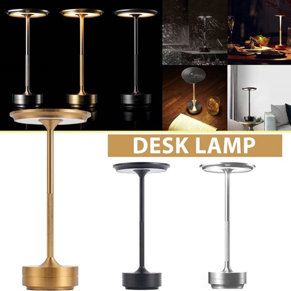 LED Table Lamp Metal Retro USB Desk Lamp Touch Dimming Night Light Portable Bedside Lamp for
