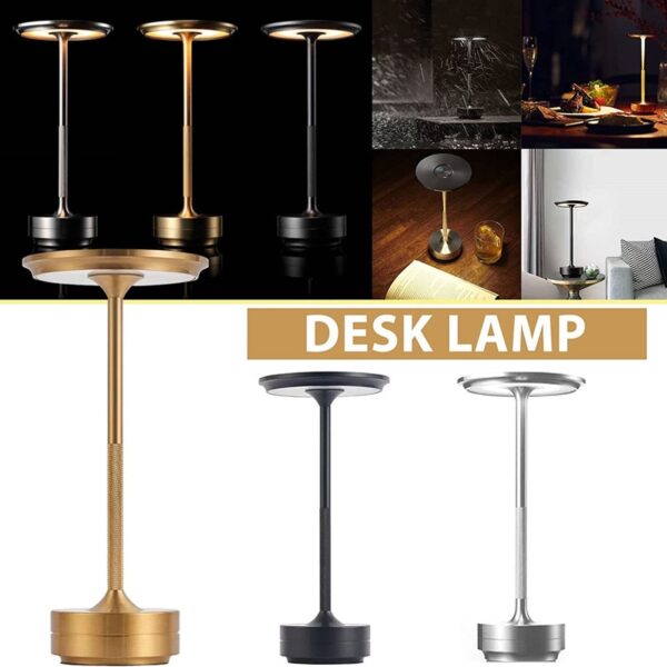 Lámpara de mesa LED Metal Retro Lámpara de escritorio USB Atenuación táctil Luz de noche Lámpara de noche portátil para