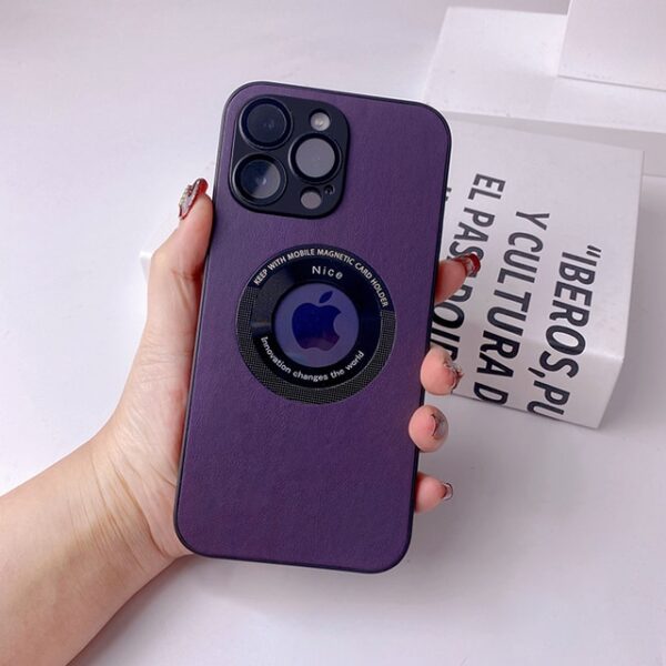 Luxury Leather Logo Hole Case for iPhone 14 Pro Max 13 12 14pro 13pro 14max Glass 5.jpg 640x640 5