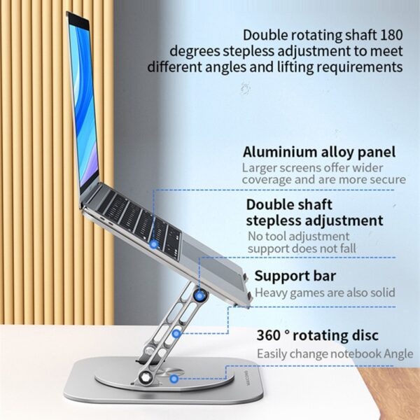 MC LS928 Laptop Stand 360 Rotatable Notebook Holder Liftable Aluminum Alloy Stand Compatible with Within 17 1