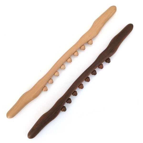 New 8 Beads Gua Sha Massage Stick Carbonized Wood Back Body Meridian Scrapping Therapy Wand Muscle 1