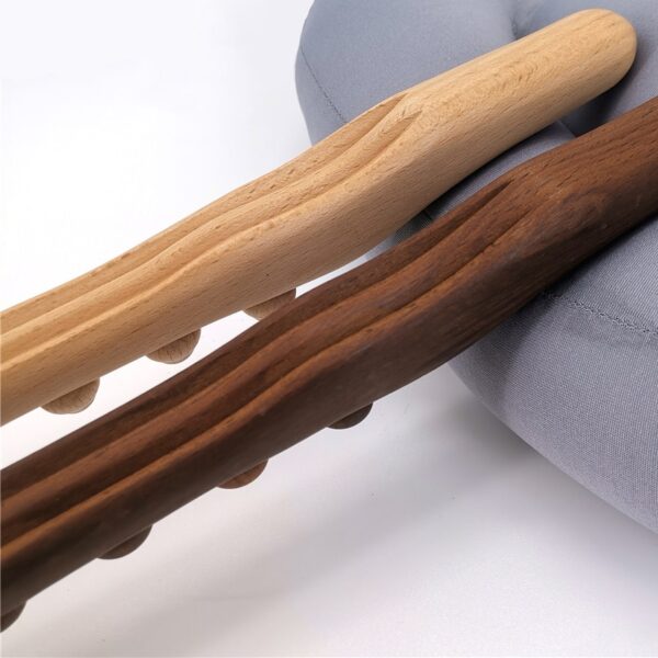 New 8 Beads Gua Sha Massage Stick Carbonized Wood Back Body Meridian Scrapping Therapy Wand Muscle 2
